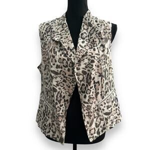 Chico's Leopard Print Moto Vest Jacket Blazer Sleeveless Zip Size 1 (Medium)